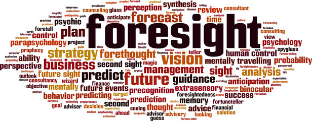 Foresight word cloud concept. Vector illustration - obrazy, fototapety, plakaty