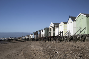 Obraz na płótnie Canvas Beach Huts at Thorpe Bay, Essex, England