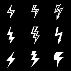 Vector white lightning icon set. Lightning Icon Object, Lightning Icon Picture, Lightning Icon Image - stock vector