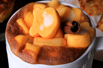 pumpkin spiced latte smoothie with marshmallow autumn winter hot drink