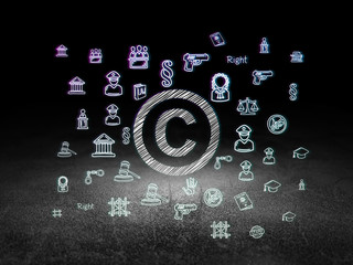 Law concept: Copyright in grunge dark room