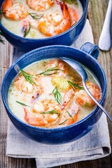 homemade chowder with shrimps