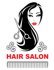 decorative hair salon icon with pretty girl