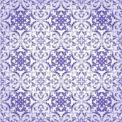 Seamless Damask Background Pattern Design and Wallpaper Made of Turkish Texture Ceramic Tiles in Vector