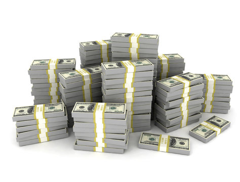 Money stack large amount of us dollars