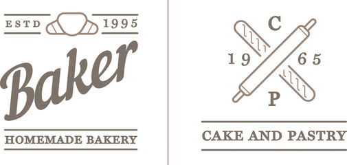 Set of Vector Bakery Pastry Elements and Bread Icons Illustration can be used as Logo or Icon in premium quality