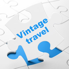 Travel concept: Vintage Travel on puzzle background
