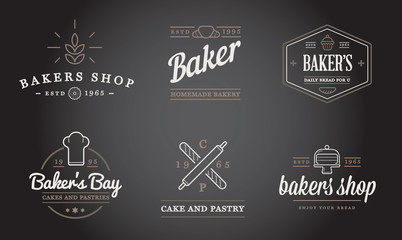 Set of Vector Bakery Pastry Elements and Bread Icons Illustration can be used as Logo or Icon in premium quality