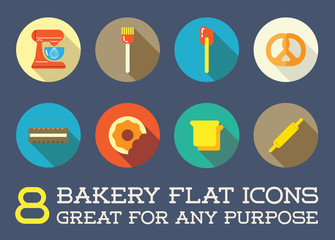 Set of Vector Bakery Pastry Elements and Bread Icons Illustration can be used as Logo or Icon in premium quality