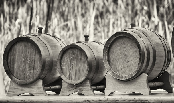 old wooden oil casks