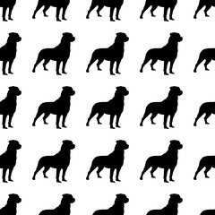 Seamless black and white decorative vector background with decorative dogs