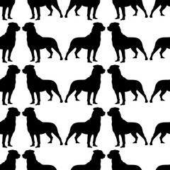 Seamless black and white decorative vector background with decorative dogs
