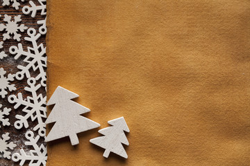 Christmas background - blank paper sheet, tree and snowflakes