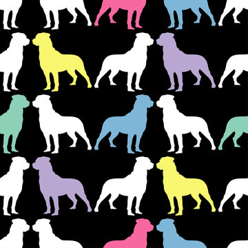 Seamless black and white decorative vector background with decorative dogs