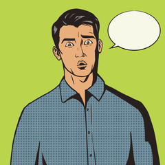 Surprised man pop art style vector illustration