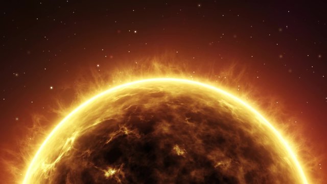 red sun in space with stars