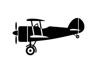 Black aircraft icon on white background