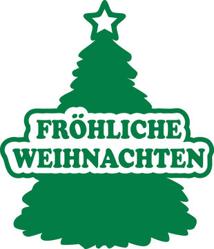 Christmas tree with german merry christmas
