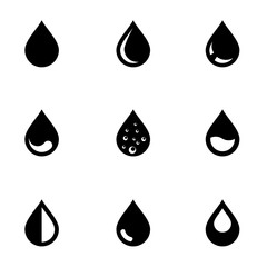 Vector black drop icon set. Drop Icon Object, Drop Icon Picture, Drop Icon Image - stock vector - obrazy, fototapety, plakaty