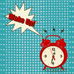 Alarm clock in pop art style