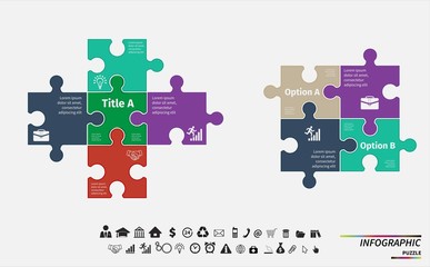 Vector puzzle infographic. Template for diagram, graph, presentation and round chart