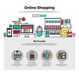 Shopping online flat line web graphics