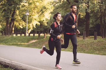 Couple running in the park
