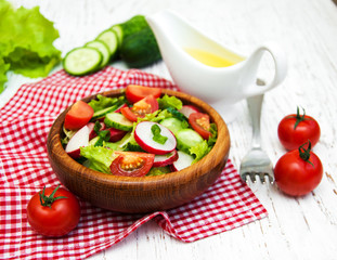 Spring salad with cucumbers and radish