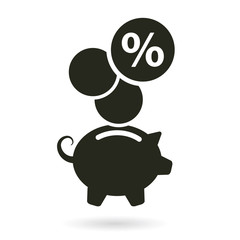 percent savings piggybank vector