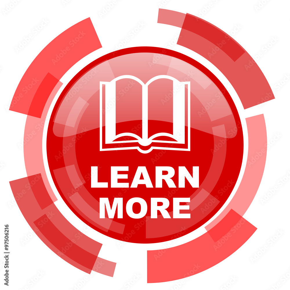 Poster learn more red glossy web icon