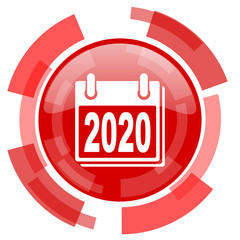 new year 2020 red glossy web icon