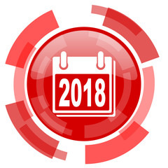 new year 2018 red glossy web icon