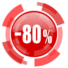 80 percent sale retail red glossy web icon