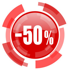 50 percent sale retail red glossy web icon