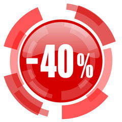 40 percent sale retail red glossy web icon