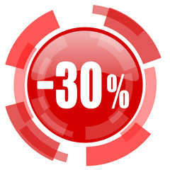 30 percent sale retail red glossy web icon
