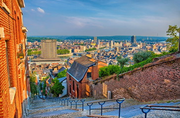 Fototapeta premium View over montagne de beuren stairway with red brick houses in L