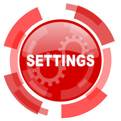 settings red glossy web icon