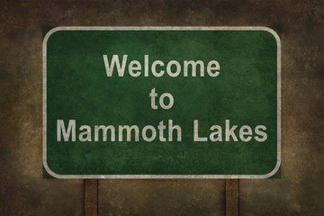 Welcome to Mammoth Lakes roadside sign illustration
