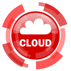 cloud red glossy web icon