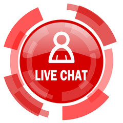 live chat red glossy web icon