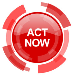 act now red glossy web icon