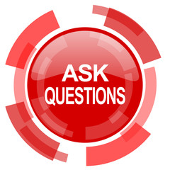 ask questions red glossy web icon