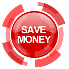 save money red glossy web icon