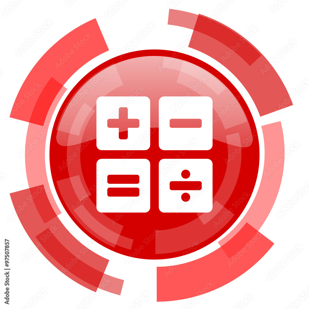 Poster calculator red glossy web icon