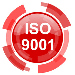 iso 9001 red glossy web icon