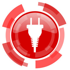 plug red glossy web icon