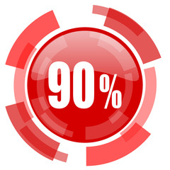 90 percent red glossy web icon