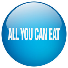 all you can eat blue round gel isolated push button