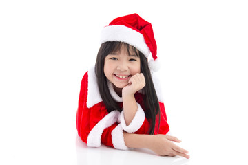 Beautiful asian girl wearing Santa Claus uniform